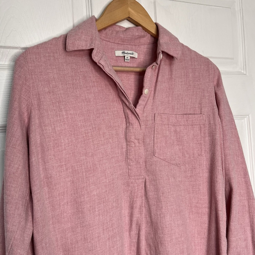 Madewell Womens XS Pink Tunic Back Button Up Classic Gorpcore Cabincore Cozy - Picture 3 of 12